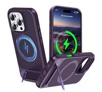 ZHOGTNEG for Magnetic Heat Dissipatio case for iPhone 16 Pro Max, for MagSafe, Cooling Drop Protection, Adjustable Kickstand case, Ice Armour Cool Matte Material - Purple