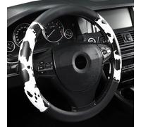 ZHOL Cow Print Car Steering Wheel Cover, Breathable Microfiber Leather for Women and Men, Universal 15 inch Anti-Slip Steering Wheel Protector, Black&White
