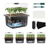ZHOLAH Seed Starter Trays Self-Watering - Kit with Humidity Dome, 5-Pack 60-Cell Plant Seedling Tray,Reusable Germination Trays for Indoor Gardening Seeds Growing Starting