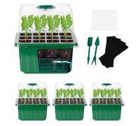 ZHOLAH Self-Watering Seed Starter Tray - Kit with Humidity Dome, 4-Pack 48-Cell Plant Seedling Tray,Reusable Plastic Germination Trays for Indoor Gardening Seeds Growing Starting(Green)