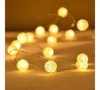 zhonghua Globe String Lights, 5M 50LED Crystal Crackle Ball Lights Crack Bead String Lights Indoor String Lights Silver Wire USB (Warm White)