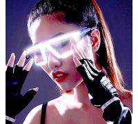 zhonghua LED Glasses, Light Up Glasses LED Party Glasses LED Light Up Eyeglasses Sunglasses Neon Flashing Glasses for Led Party, Club (White)