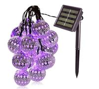 zhonghua Solar Moroccan Ball String Lights, 6M 30LED Solar Moroccan Ball Fairy Light Solar String Lights Outdoor Waterproof (Purple)