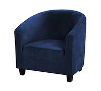 zhonghua Velvet Tub Chair Cover, Tub Chair Cover High Stretch Armchair Sofa Slipcover Couch Cover for Dining Living Room (Navy Blue)