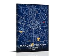 ZhonghuiBo Manchester City Map Poster Music Canvas Posters for Bedroom Wall Art Decor Posters & Prints 16x24inch(40x60cm) Frame-style