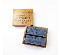 ZHONGJIUYUAN 28 Pcs/Set Vintage DIY Multi Purpose Alphabet Letter Schoolbook Stamp Set Wood Rubber Stamps Set Wooden Box