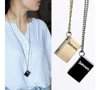ZHONGJIUYUAN 2pcs Vintage Unique Black Bronze Quartz Open Death Note Pendant Necklace Pocket Watch Gift
