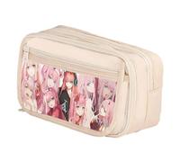Zhongkaihua 02/Zero Two Anime Pencil Case with Anime Printing Adorable Stationery Organizer Bag Large Capacity Multiple Compartments for School & Office, for Girls/Boys