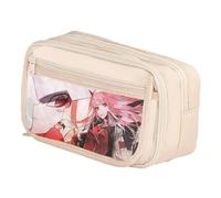Zhongkaihua 02/Zero Two Anime Pencil Case with Anime Printing Adorable Stationery Organizer Bag Large Capacity Multiple Compartments for School & Office, for Girls/Boys