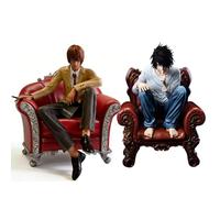 Zhongkaihua 2PCS Anime Model Light Yagami and L Figures Sofa Sitting Still Cartoon Character Anime Collectible PVC Statue Desktop Ornaments Gifts