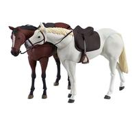 Zhongkaihua 2pcs Horse Action Figure Statue Ornament Horse Super Action Statue Figure Movable Joint Interchangeable Accessories Horse Figurines Playset with Saddle and Bridle