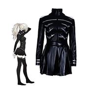 Zhongkaihua Aldult Tokyo Ghoul Cosplay Outfit Full Costume Uniforms Kirishima Tōka Leather Black Jacket Battle Uniform Leather Skirt Outfit Halloween Costume Suit for Women
