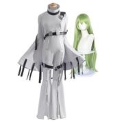 Zhongkaihua Anime CODE GEASS Lelouch of the Rebellion Cosplay Costume C.C Cosplay Jumpsuit White Uniform Outfits for Halloween Party Fancy Dress Anime Role Play Bodysuit