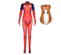 Zhongkaihua Anime Cosplay Asuka Langley Soryu Cosplay Costume Jumpsuits Bodysuit Asuka Battle Suit Wig Hat Cat Ears Baseball Cap Set Carnival Halloween Costumes Outfits