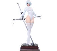 Zhongkaihua Automata 2B Game Action Figure with Accessories Interchangeable Head PVC Model 2B Yorha No 2 Type B Figure Standing Position Statue Desktop Ornaments(White,28cm)