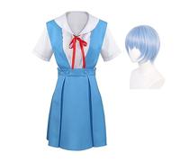 Zhongkaihua Ayanami Rei Cosplay Costume with Wig Anime JK Campus Uniform Set Role Play Halloween Anime Carnival Party Outfit