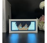 Zhongkaihua Blue Lock Anime Paper Sculpture Table Lamp Isagi Yoichi Manga Shadow Box Frame Creativity Bedroom Decor 3D Paper Carving Illusion LED Nightlight