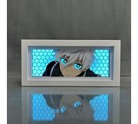 Zhongkaihua Blue Lock Anime Paper Sculpture Table Lamp Seishiro Nagi Manga Shadow Box Frame Creativity Bedroom Decor 3D Paper Carving Illusion LED Nightlight