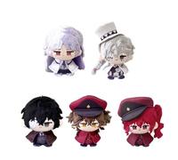 Zhongkaihua BSD Dazai Chuuya Plush Ranpo/Atsushi Nikolai/Sigma Anime Figures Sitting Soft Stuffed BSD Merch Pendant Bag Backpack Keychain Occasions Decorations 12CM