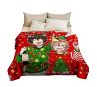 Zhongkaihua Bungo Stray Dogs Christmas Theme Blanket Dazai Osamu Blanket Anime Print Soft Fluffy Flannel Blanket, Autumn Winter Rest Bedding Blanket Warm Gift