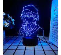 Zhongkaihua Bungo Stray Dogs Figure Night Light Dazai/Chuuya/Osamu 3D Illusion 7 Colors Changing Atmosphere Lamp Home Room Decorations Christmas Birthday Gifts (Color Touch + Remote Control)