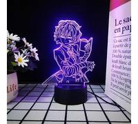 Zhongkaihua Bungo Stray Dogs Figure Night Light Dazai/Chuuya/Osamu 3D Illusion 7 Colors Changing Atmosphere Lamp Home Room Decorations Christmas Birthday Gifts (Color Touch + Remote Control)