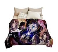 Zhongkaihua Children's Bedding Anime Bungo Stray Dogs Merch Flannel Blanket Cartoon Printing Super Soft Fleece Blanket Nap Blanket for Sofa Bed
