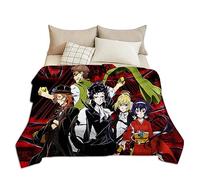 Zhongkaihua Children's Bedding Anime Bungo Stray Dogs Merch Flannel Blanket Cartoon Printing Super Soft Fleece Blanket Nap Blanket for Sofa Bed