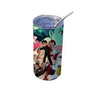 Zhongkaihua DAN DA DAN Ayase Momo Okarun Anime Drinking Cup, 420ml Leak-Proof Insulated Travel Mug, Stainless Steel with Spill-Proof Lid & Straw, for Hot and Cold Drinks