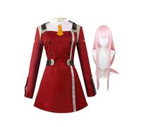 Zhongkaihua Darling in the Franxx Cosplay Manga Uniform 02 Zero Two Cosplay Costume Halloween Carnival Party Suit Outfit Red Dress Wig