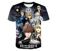Zhongkaihua Death Note T Shirt, Teens Adults Summer Casual 3D Print Light Yagami & L Anime Short Sleeve T Shirt, Comfortable Fashion T Shirt for Fans Gift