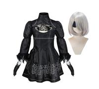 Zhongkaihua Game Character Automata 2B Cosplay Costume Full Sets Yorha 2B Cosplay Black Uniform Dress Set for Women Halloween Role Play Game Outfit
