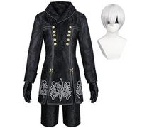 Zhongkaihua Game Character Automata 9S Cosplay Costume Full Sets Yorha 9S Cosplay Black Uniform Set for Adult Unisex Halloween Role Play Game Outfit