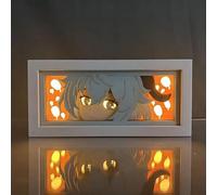 Zhongkaihua Ganyu Night Light Lamp Art Paper Carving, Anime Light Up Box Papercut Lamp Light Frame Desk Decorations Gifts