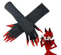 Zhongkaihua Hazbin Hotel Alastor Cosplay Costume Props Red Glasses & Devil's Horns Hairpin and Devil's Claw Gloves Halloween Role Play Dress Up Props & Headdress Accessories