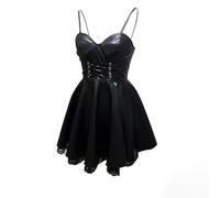 Zhongkaihua Japanese Anime Death Note Cosplay Costume Anime Character Misa Amane School Uniform Dress Imitation Leather Sexy Tube Tops Black Fancy Dress for Halloween Carnival