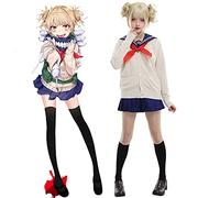 Zhongkaihua Japanese Anime My Hero Academia Cosplay Costume Dress Cute Himiko Toga Wig High School Uniform Girl Students Dress JK Sailor Long Short Sleeve Costume for Halloween
