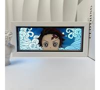 Zhongkaihua Kamado Tanjiro Anime Character 3D Paper Sculptures Light Box 16 Color Remote Control Touch LED Paper Carving Table Lamp Bedroom Bedside Lamp