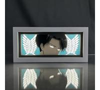 Zhongkaihua Levi 3D Paper Carving Night Light Jaeger Eren Anime Character Shadow Paper Sculptures Frame LED Lamp Box Bedroom Atmosphere Table Lamp