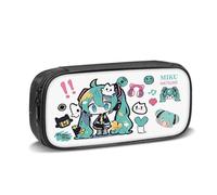 Zhongkaihua Miku Anime-Themed Canvas Pencil Case, Black Large Capacity Fashion Stationery Bag, Back to School Gift for Boys and Girls