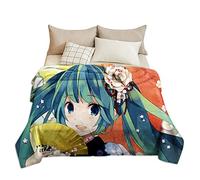 Zhongkaihua Miku Blankets BiCute Bunnies Figure Print Flannel Blankets Miku Bed Fleece Blanket Anime Blankets for Sofa Bed