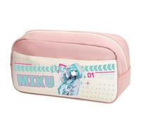 Zhongkaihua Miku Pencil Case Anime Themed Canvas Pencil Large Capacity Fashion Stationery Bag, Back to School Gift for Boys and Girls