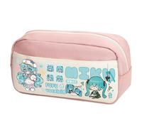 Zhongkaihua Miku Pencil Case Anime Themed Canvas Pencil Large Capacity Fashion Stationery Bag, Back to School Gift for Boys and Girls