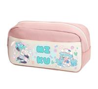 Zhongkaihua Miku Pencil Case Anime Themed Canvas Pencil Large Capacity Fashion Stationery Bag, Back to School Gift for Boys and Girls
