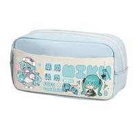 Zhongkaihua Miku Pencil Case Anime Themed Canvas Pencil Large Capacity Fashion Stationery Bag, Back to School Gift for Boys and Girls