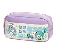 Zhongkaihua Miku Pencil Case Anime Themed Canvas Pencil Large Capacity Fashion Stationery Bag, Back to School Gift for Boys and Girls