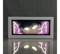 Zhongkaihua Mob Psycho 100 Anime Paper Carving Light Box Kageyama Shigeo Character Paper Shadow Papercut Table Lamp Paper Sculptures LED Light Box Bedroom Bedside Lamp