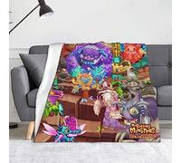 Zhongkaihua My Singing Monsters Blanket - Cartoon Anime Wubbox Furcorn Theme Print Soft Fluffy Flannel Lunch break Blanket, Ideal Anime All Season Rest Bedding Blanket Birthday Gift
