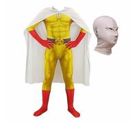 Zhongkaihua One Punch Man Cosplay Costume, Saitama Battle Suit Bodysuit With Headgear, Halloween Carnival Show Role Play Men's Muscle Jumpsuit