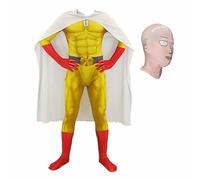Zhongkaihua One Punch Man Cosplay Costume, Saitama Battle Suit Bodysuit With Headgear, Halloween Carnival Show Role Play Men's Muscle Jumpsuit
